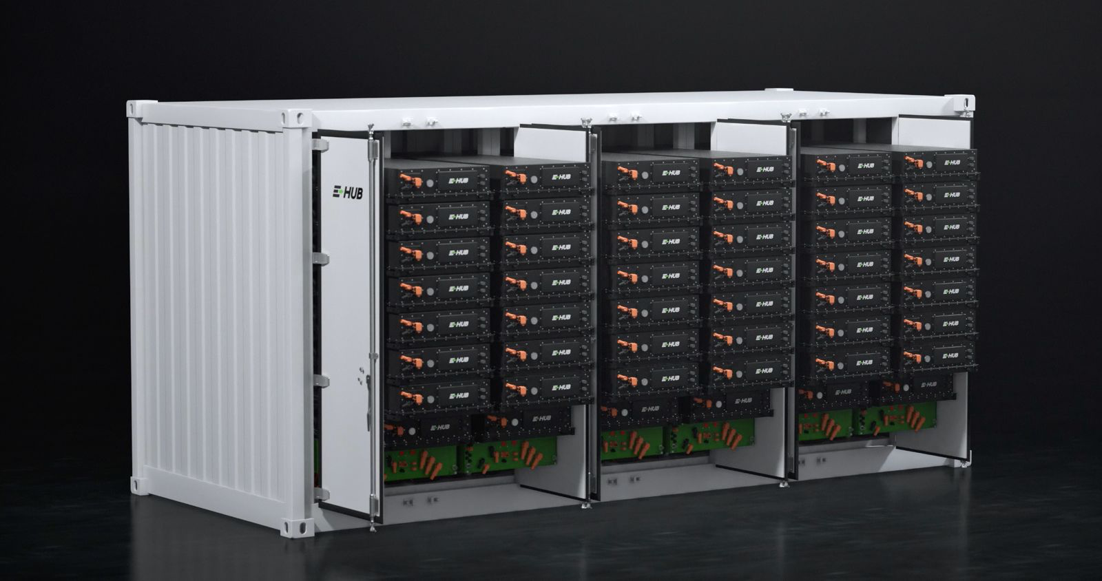 Industrial battery energy storage container interior